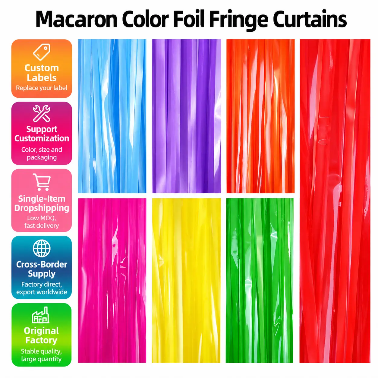 Cuirtíní Imeallacha Scragall Macarón Fluaraiseacha