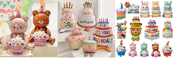 Cake shaped foil balloons