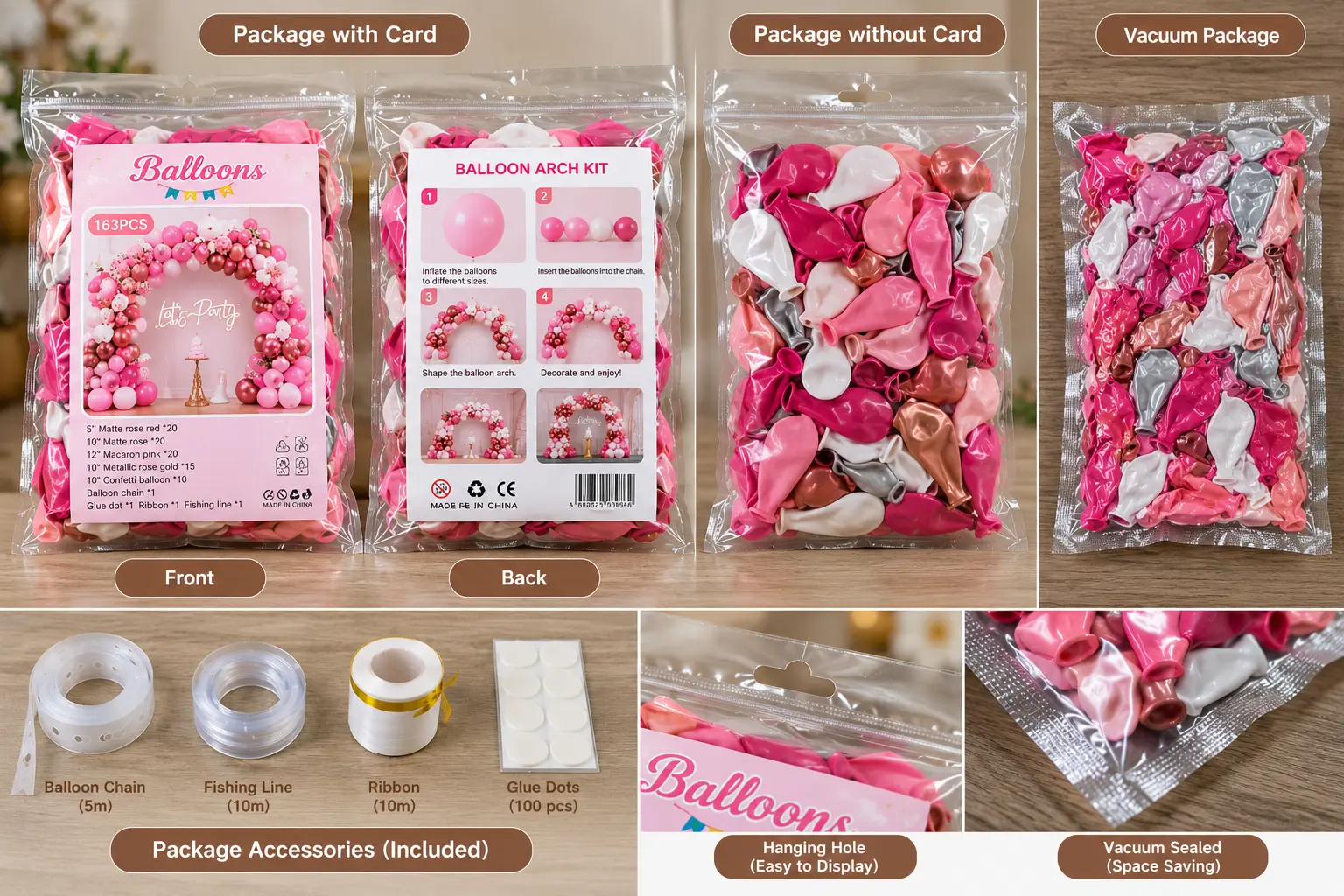 Baby Shower Balloon Arch Kit sample preparation and packaging at Borun Balloon Factory