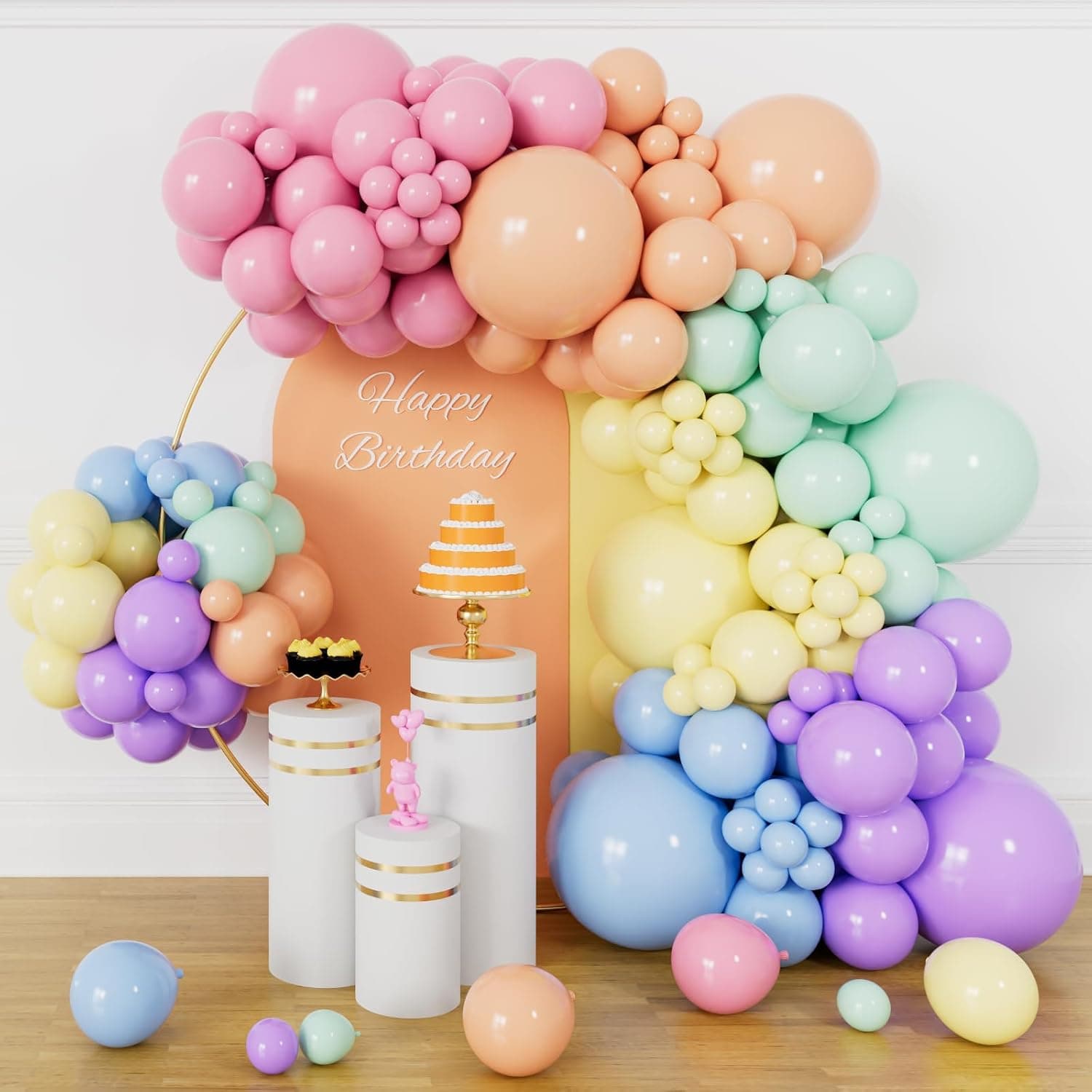 Pastel Rainbow Balún Garland Kit Arch