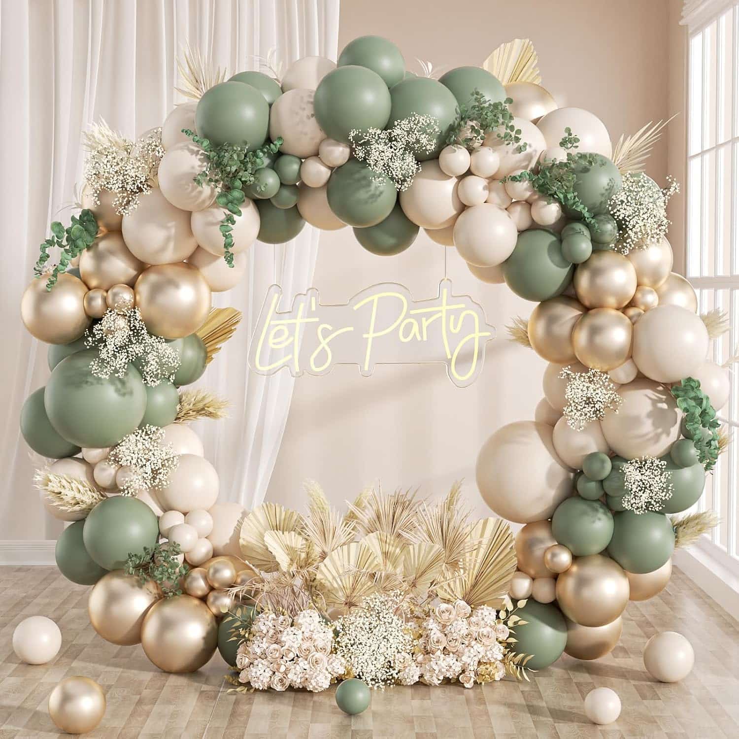 Sage Green Boho Balún Garland Arch Kit